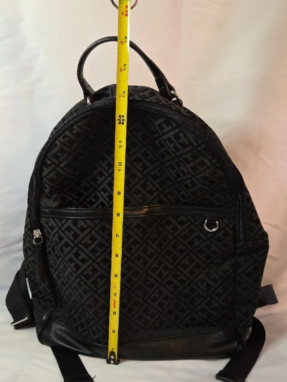 Black Women's Backpack - Designer Monogram Style